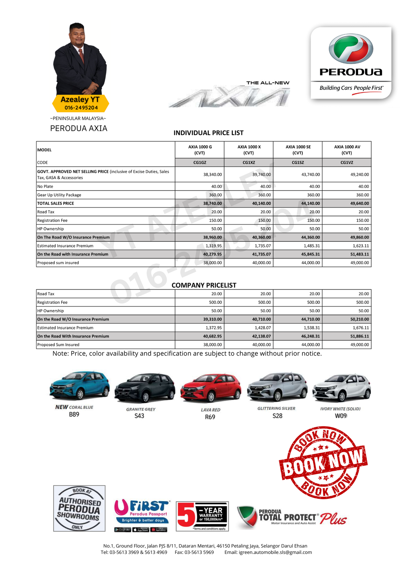 Harga Axia 2025 Terkini – Senarai Penuh Varian & OTR